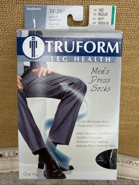 Truform Men's Dress Compression Knee High Socks - Navy